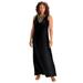 Plus Size Women's Ultrasmooth® Fabric Print Maxi Dress by Roaman's in Black Gold Scroll (Size 42/44)