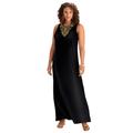 Plus Size Women's Ultrasmooth® Fabric Print Maxi Dress by Roaman's in Black Gold Scroll (Size 14/16) Stretch Jersey Long Length Printed