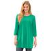 Plus Size Women's Perfect Three-Quarter-Sleeve Scoopneck Tunic by Woman Within in Tropical Emerald (Size M)