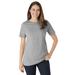 Plus Size Women's Perfect Short-Sleeve Crewneck Tee by Woman Within in Medium Heather Grey (Size 5X) Shirt