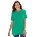 Plus Size Women's Perfect Short-Sleeve Crewneck Tee by Woman Within in Tropical Emerald (Size M) Shirt