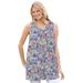 Plus Size Women's Perfect Printed Sleeveless Shirred V-Neck Tunic by Woman Within in Heather Grey Field Floral (Size 22/24)