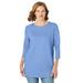 Plus Size Women's Perfect Three-Quarter Sleeve Crewneck Tee by Woman Within in French Blue (Size 5X)