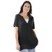 Plus Size Women's Split-Neck Henley Thermal Tee by Woman Within in Black (Size 30/32) Shirt