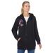 Plus Size Women's Better Fleece Zip-Front Hoodie by Woman Within in Black Floral Embroidery (Size L)