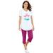 Plus Size Women's Two-Piece V-Neck Tunic & Capri Set by Woman Within in Flamingo Love (Size M)