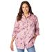 Plus Size Women's Soft Sueded Moleskin Shirt by Woman Within in Dusty Pink Pretty Floral (Size 3X) Button Down Shirt