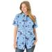 Plus Size Women's Perfect Short Sleeve Shirt by Woman Within in Sky Blue Pretty Bloom (Size 3X)
