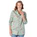 Plus Size Women's Soft Sueded Moleskin Shirt by Woman Within in Sage Pretty Floral (Size M) Button Down Shirt