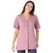 Plus Size Women's 7-Day Short-Sleeve Baseball Tunic by Woman Within in Dusty Pink (Size 26/28)