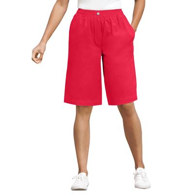 Plus Size Women's 7-Day Elastic-Waist Cotton Denim Short by Woman Within in Vivid Red (Size 26 W)