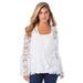 Plus Size Women's Bell-Sleeve Lace Jacket by Roaman's in White (Size 24 W)