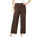 Plus Size Women's Ultrasmooth® Fabric Wide-Leg Pant by Roaman's in Chocolate (Size 4X) Stretch Jersey