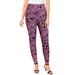Plus Size Women's Ankle-Length Essential Stretch Legging by Roaman's in Dark Berry Paisley (Size 3X) Activewear Workout Yoga Pants