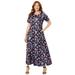 Plus Size Women's Scoopneck Maxi Dress by Catherines in Black Paisley Floral (Size 6X)