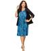 Plus Size Women's Promenade A-Line Dress by Catherines in Aqua Blue Outline Floral (Size 5X)