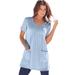 Plus Size Women's Two-Pocket Soft Knit Tunic by Roaman's in Pale Blue (Size 1X) Long T-Shirt