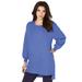 Plus Size Women's Blouson Sleeve High-Low Sweatshirt by Roaman's in Blue Haze (Size 12)