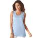 Plus Size Women's Scoopneck Tank by Roaman's in Pale Blue (Size 5X) Top 100% Cotton Layering A-Shirt