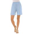 Plus Size Women's Soft Knit Short by Roaman's in Pale Blue (Size 1X) Pull On Elastic Waist