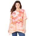 Plus Size Women's Sparkle & Swirl Tunic by Catherines in Red Floral Placement (Size 6X)