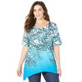 Plus Size Women's Sparkle & Swirl Tunic by Catherines in Vibrant Blue Ombre Palm (Size 4X)