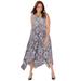 Plus Size Women's AnyWear Reversible Criss-Cross V-Neck Maxi Dress by Catherines in Black Graphic Scroll (Size 3X)