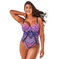 Plus Size Women's Macrame Underwire One Piece Swimsuit by Swimsuits For All in Vibrant Sunset (Size 8)