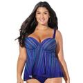Plus Size Women's Flyaway Underwire Tankini Top by Swimsuits For All in Blue Friendship (Size 16)
