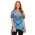 Plus Size Women's Sparkle & Swirl Tunic by Catherines in Vibrant Blue Bandana Placement (Size 4X)