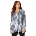 Plus Size Women's Beaded Beauty Asymmetrical Tunic by Catherines in Gunmetal Ikat Texture (Size 3X)