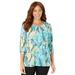 Plus Size Women's Poetry Tiered Tee by Catherines in Waterfall Palm (Size 6X)