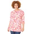 Plus Size Women's Liz&Me® Boatneck Top by Liz&Me in Pink Burst Paisley (Size 1X)