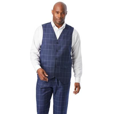 Men's Big & Tall KS Signature Easy Movement® 5-Button Suit Vest by KS Signature in Navy Check (Size 68)