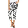 Plus Size Women's Secret Slimmer® Capri by Catherines in Black Tropical Foliage (Size 22 W)