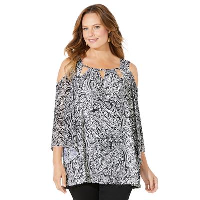 Plus Size Women's Mesh Cold Shoulder Top by Cather...