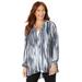 Plus Size Women's Beaded Beauty Asymmetrical Tunic by Catherines in Gunmetal Ikat Texture (Size 4X)