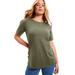 Plus Size Women's Short-Sleeve Crewneck One + Only Tee by June+Vie in Dark Olive Green (Size 26/28)