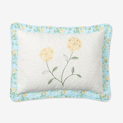 Margaret Embroidered Shams by BrylaneHome in Light Blue Yellow (Size KING)