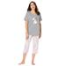 Plus Size Women's 2-Piece Capri PJ Set by Dreams & Co. in Heather Grey Spring Dog (Size L) Pajamas