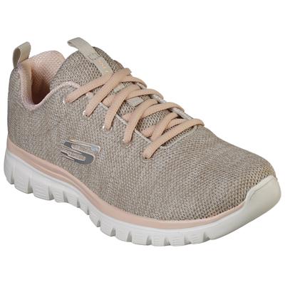 Sneaker SKECHERS "Graceful - Twisted Fortune", Damen, Gr. 35, beige (beige, rosa), Textil, sportlich, Schuhe, mit Memory