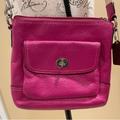 Coach Bags | Coach Bright Pink Leather Cross Body Bag. Great Condition | Color: Pink | Size: 8” X 8”