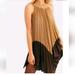 Free People Dresses | Free People Pleated Metallic Baby Doll Dress Rare Size M | Color: Brown/Gold | Size: M