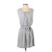 Charming Charlie Casual Dress - Mini Scoop Neck Sleeveless: Gray Print Dresses - Women's Size Small