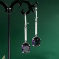 Boucles d'oreilles ovales violettes en argent 925 style bohème pour femmes boucles d'oreilles