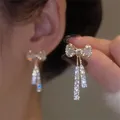 Boucles d'oreilles à nœud papillon en Zircon pour femmes Micro tendance nuage foudre cerise