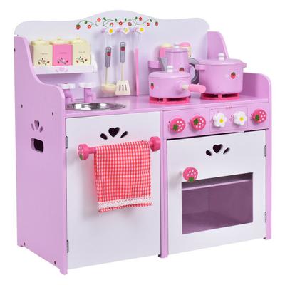 Costway Kids Wooden Kitchen Toy Strawberry Pretend...