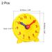 4 inch Teaching Clock Learning Time 12 Hour 2 Pointers Geared, Yellow 2pcs - Yellow, Blue, Red
