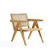 Manhattan Comfort Hamlet Accent Chair in Black and Natural Cane