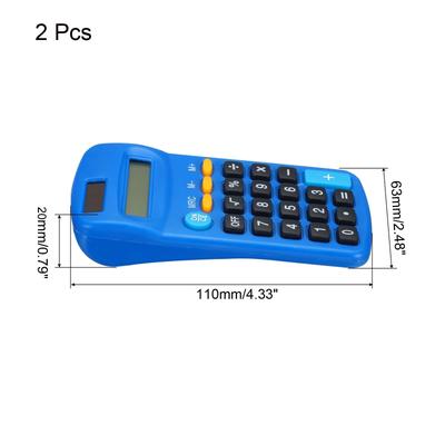 2Pcs Mini Pocket Calculator 8 Digit Display Office Handheld Calculators Blue - Dark Blue